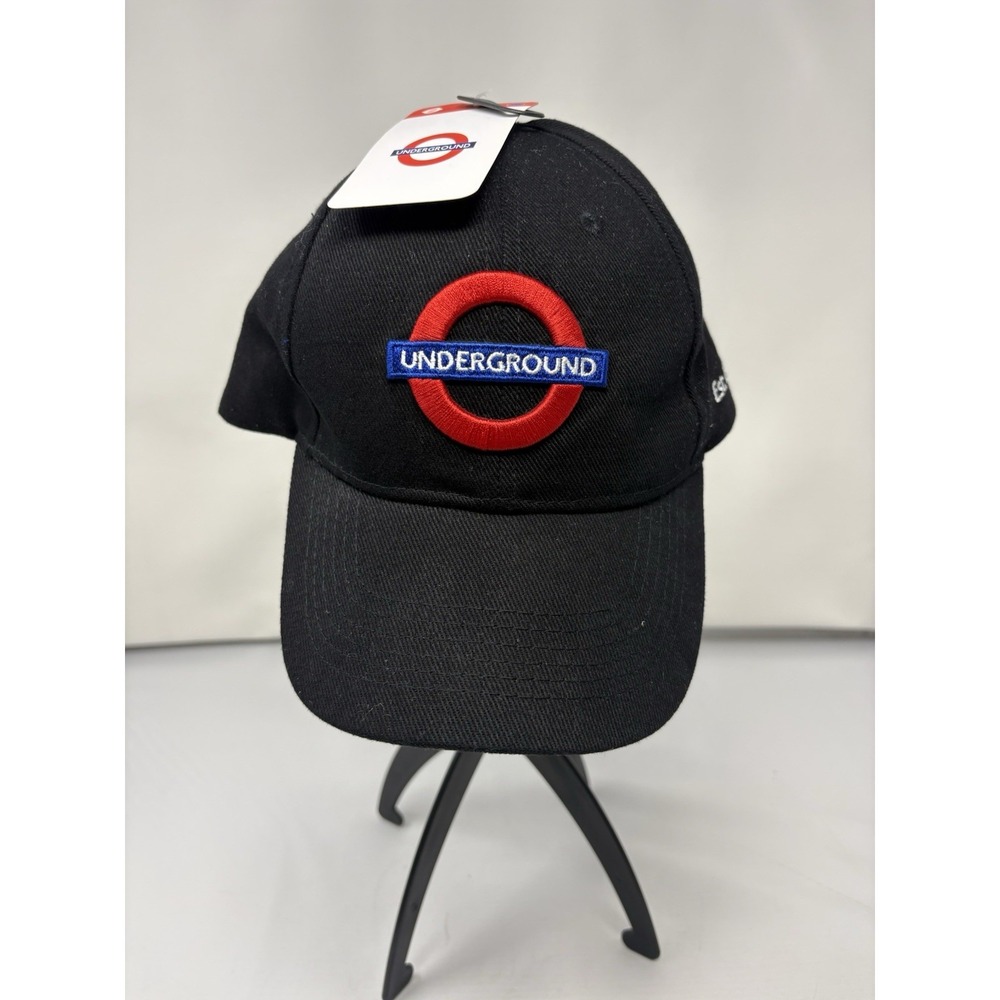 NWT Black London Underground Cap Hat Iconic Red Circle Blue Bar Embroidery